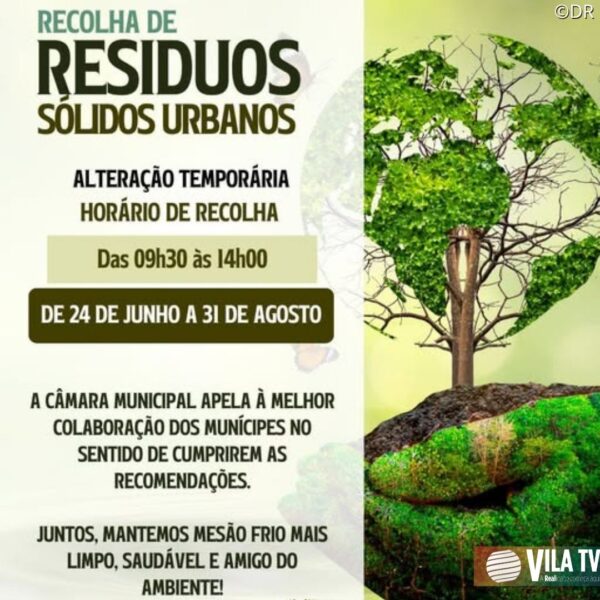 Mesão Frio anuncia mudança de horário da recolha de Resíduos Sólidos Urbanos