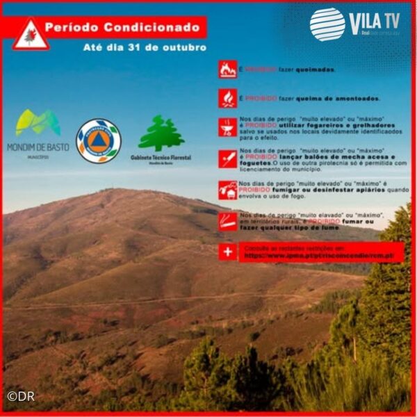 Proteção Civil de Mondim de Basto proíbe realização de queimas e queimadas até outubro