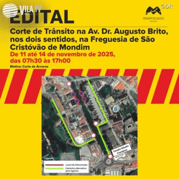 Mondim de Basto anuncia corte de trânsito até a próxima sexta-feira em S. Cristóvão